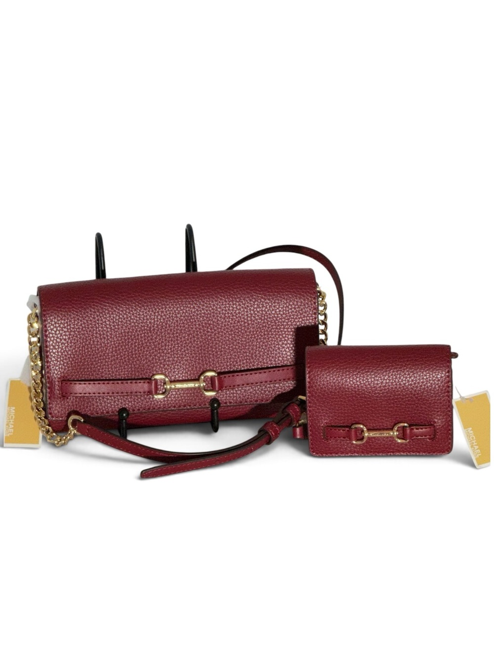 Michael Kors NWT Crossbody & Wallet Set Burgundy Cherry Leather